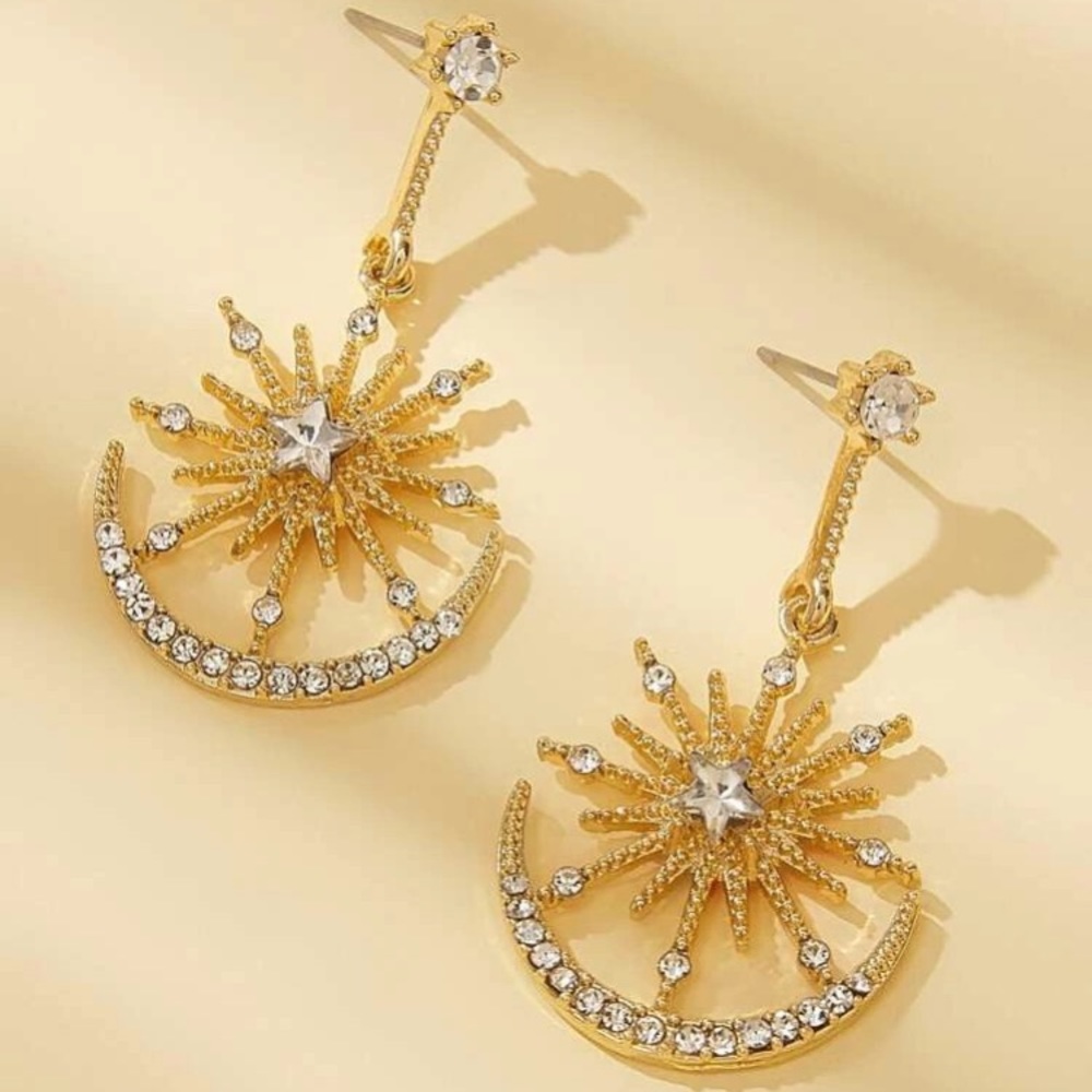 RESTOCKED Sun & Moon Rhinestone Earrings - Picture 2 of 3